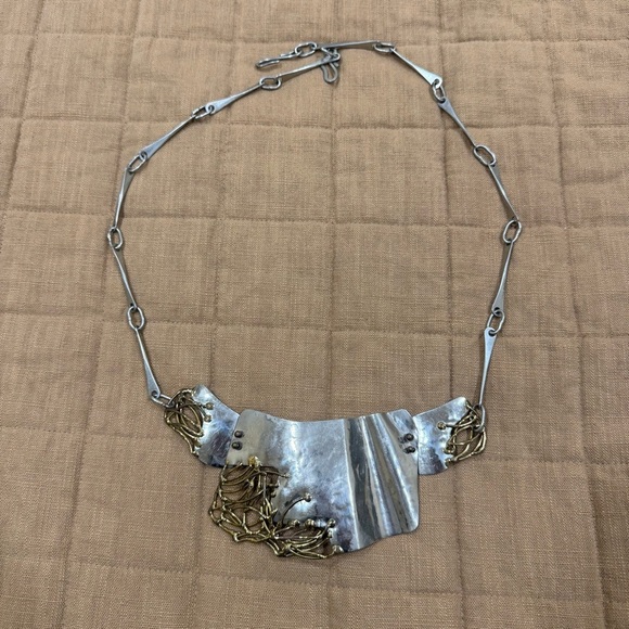 Vintage Joseph Boris Hammered Modernist  Brutalist Two Tone Belt or Necklace